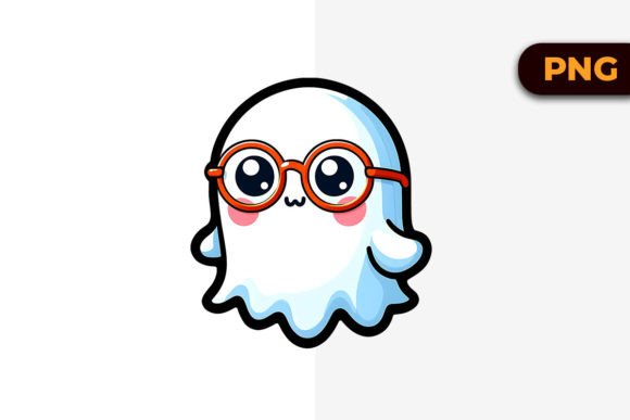 Download Cute Ghost Wearing Glasses Kawaii Png - Kawaii png Collection