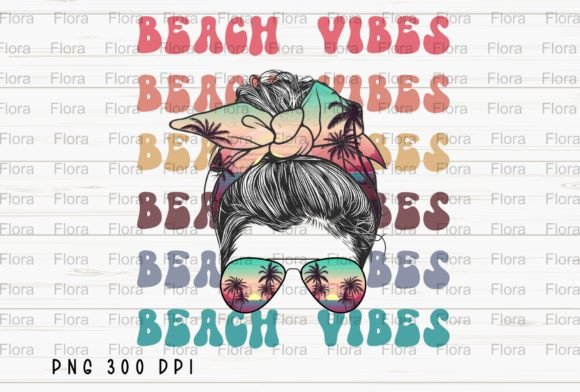 Download Beach Vibes Messy Bun Retro Summer PNG - Premium Resources