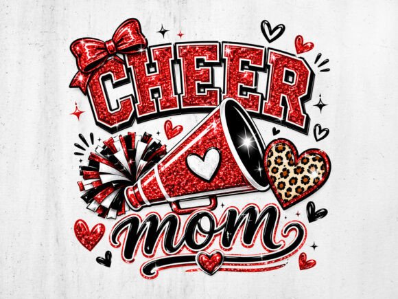 Download Glitter Red Cheer Mom PNG Digital File - Glitter Collection