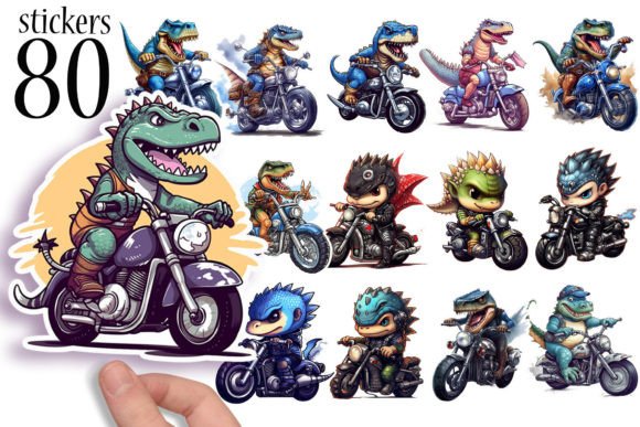 Download Cute Dinosaur Biker Stickers for Kids - Stickers for kids Collection