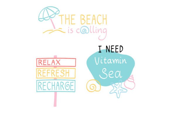 Download Beach Quote Stickers - Hand Drawn - Quote sticker Collection