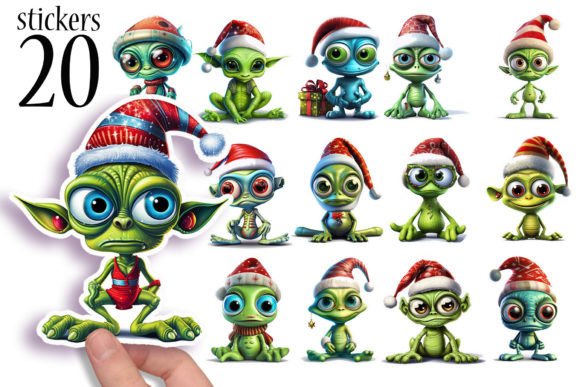 Download Cute Christmas Alien Stickers for Kids - Stickers for kids Collection