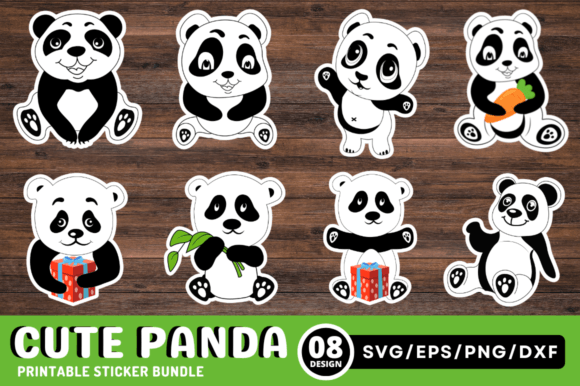Download Cute Panda Printable Sticker Bundle - Premium Bundle