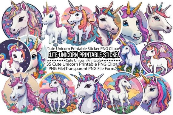 Download Cute Unicorn Printable Sticker Bundle - Printable sticker bundle Collection