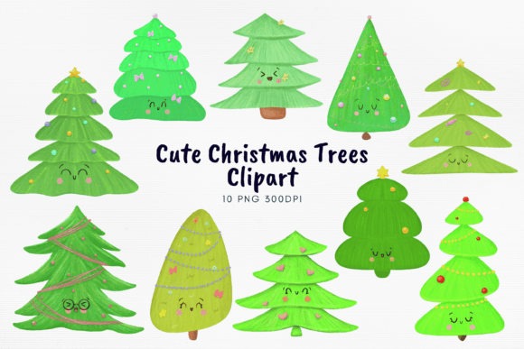 Download Cute Christmas Trees Kawaii PNG Bundle - Kawaii png Collection